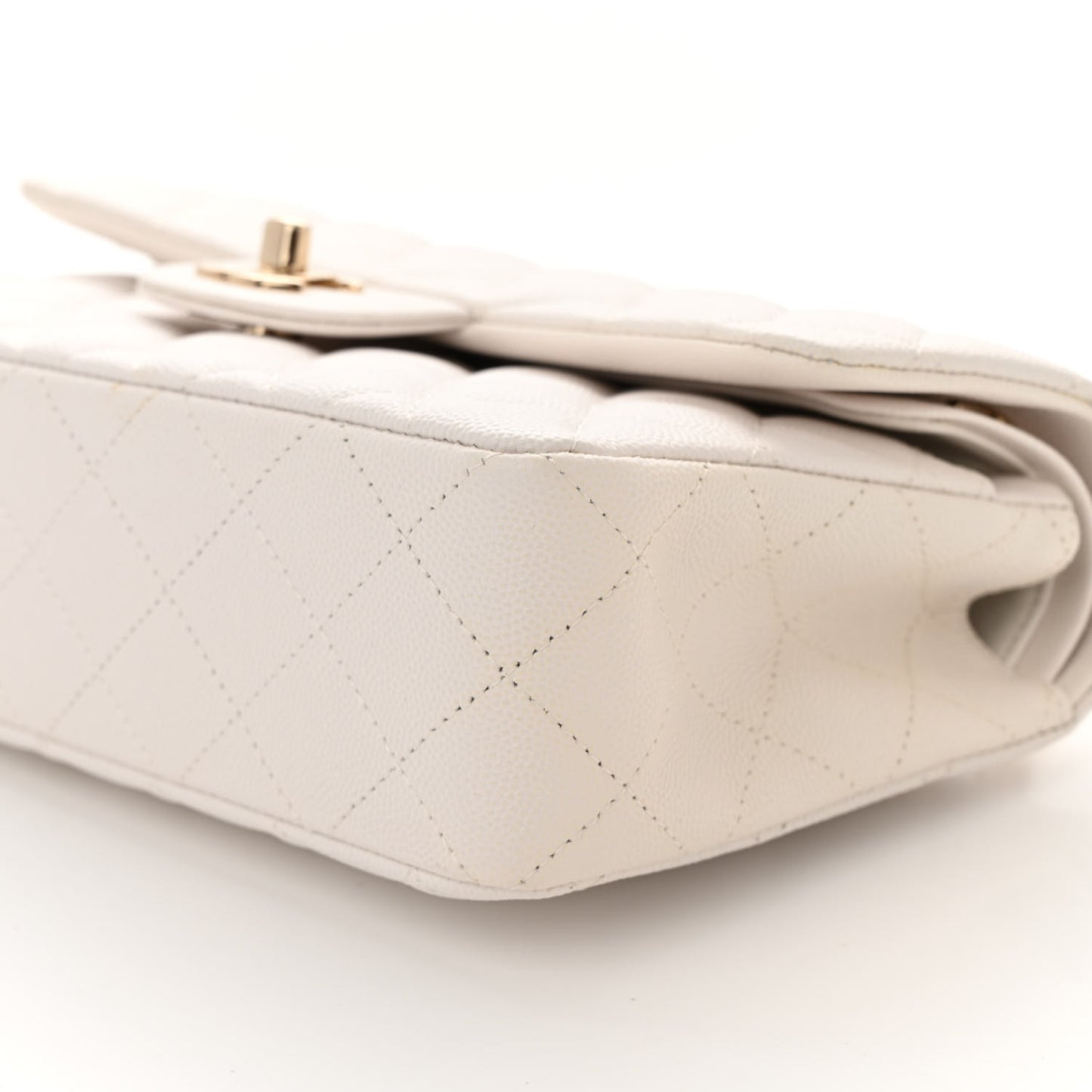 Caviar Quilted Small Double Flap White