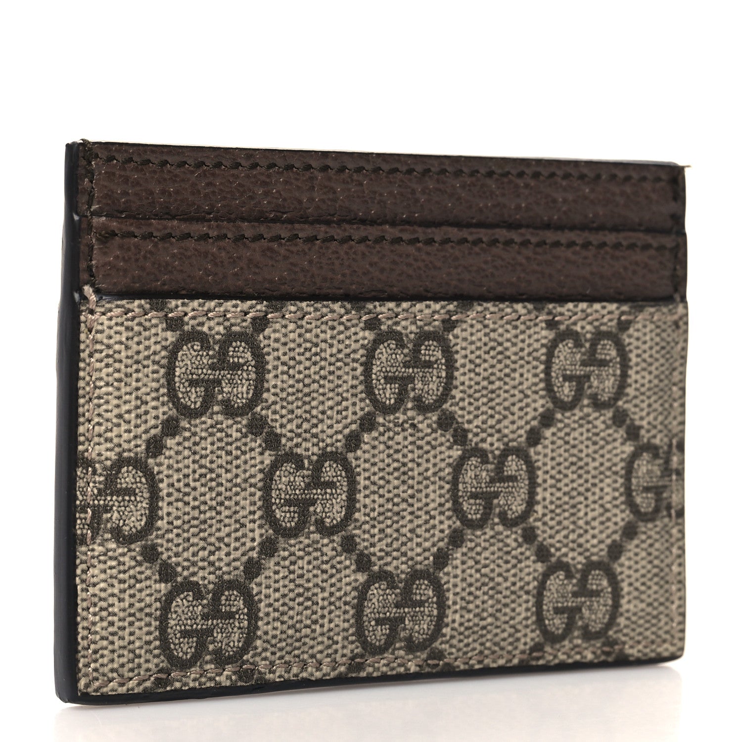 Gucci GG Supreme Monogram Textured Dollar Calfskin Ophidia Card Holder Beige Ebony New Acero 3 of 7