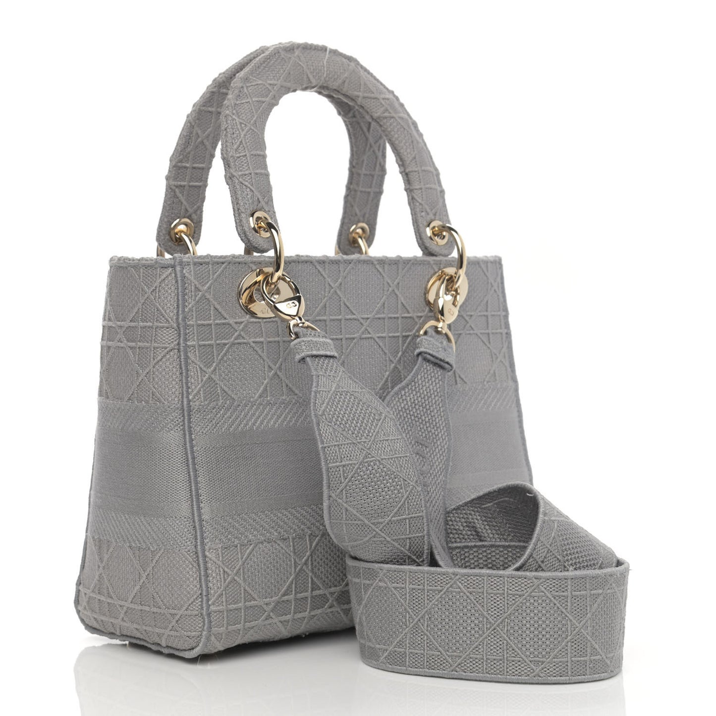 Canvas Embroidered Cannage Medium Lady D-Lite Gray
