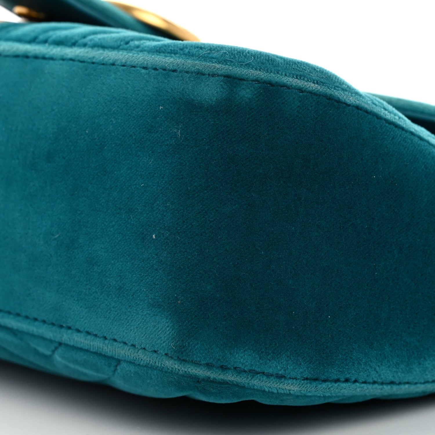 Gucci Velvet Matelasse Small GG Marmont Shoulder Bag Pavone Cyan 10 of 10