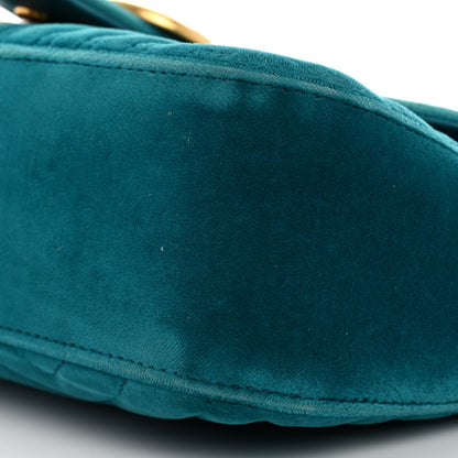 Gucci Velvet Matelasse Small GG Marmont Shoulder Bag Pavone Cyan 10 of 10