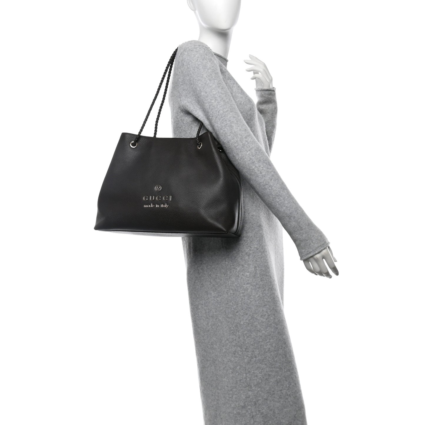Calfskin Medium Braided Handle Gifford Tote Dark Brown