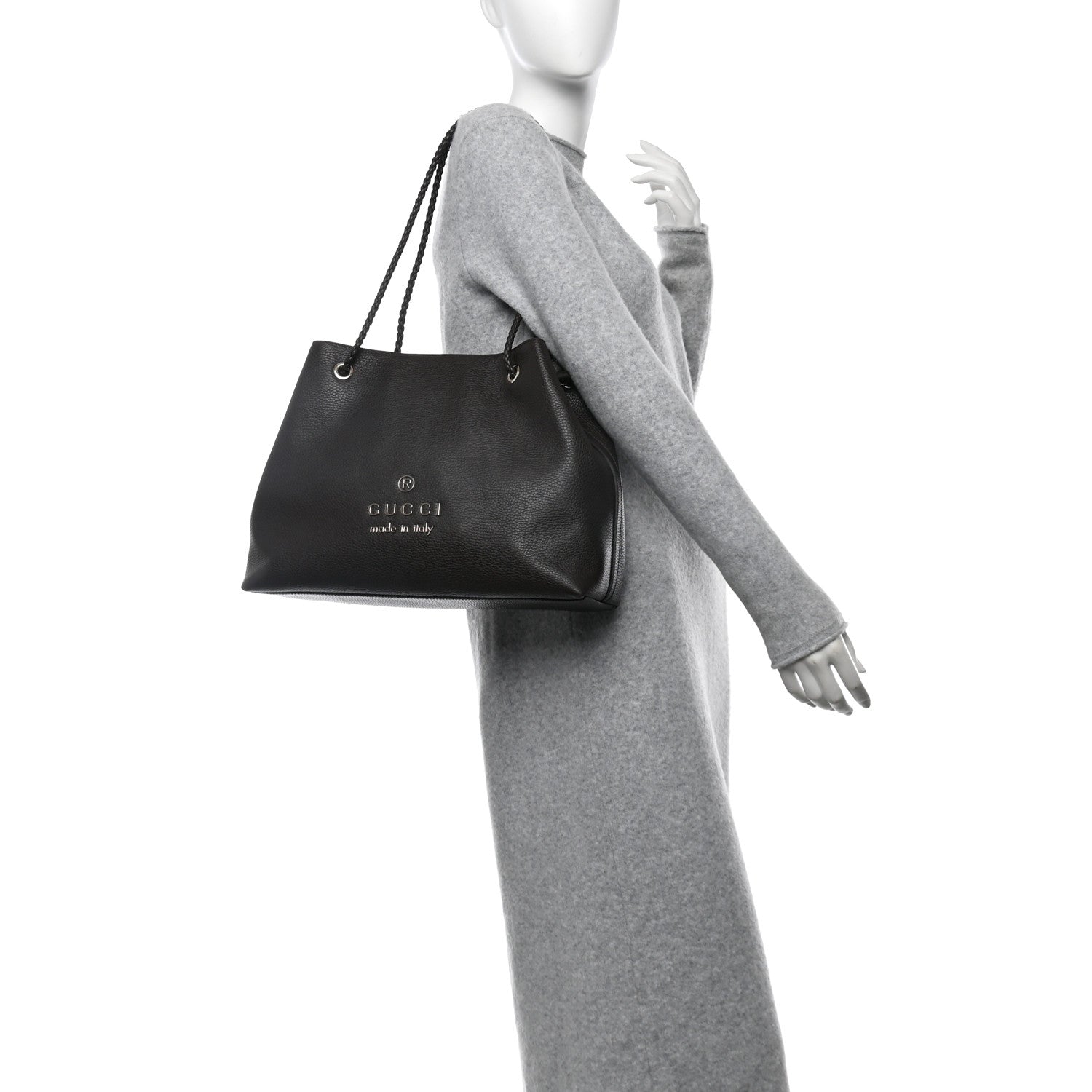 Gucci Calfskin Medium Braided Handle Gifford Tote Dark Brown 2 of 13