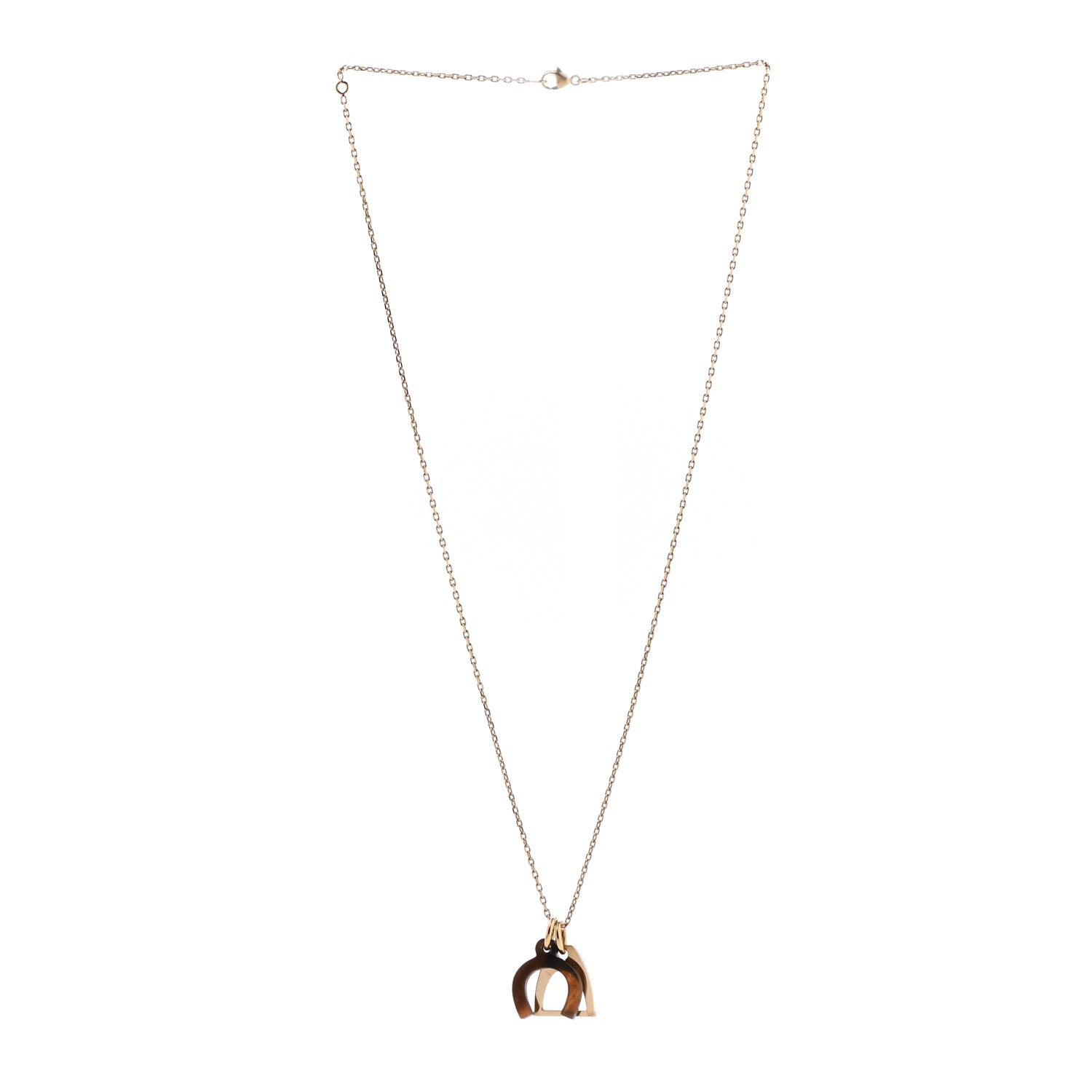Hermes Permabrass Buffalo Horn Amulette Equestre PM Pendant Necklace Gold 3 of 7