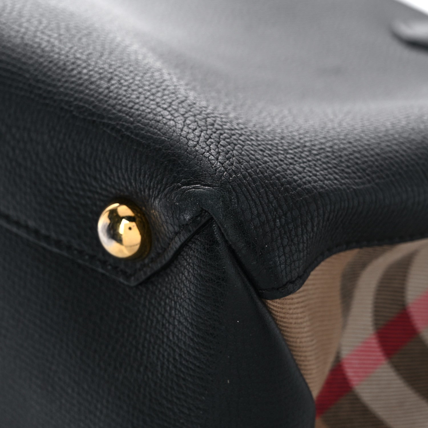 Burberry Grainy Calfskin House Check Large Banner Tote Black 19 of 22