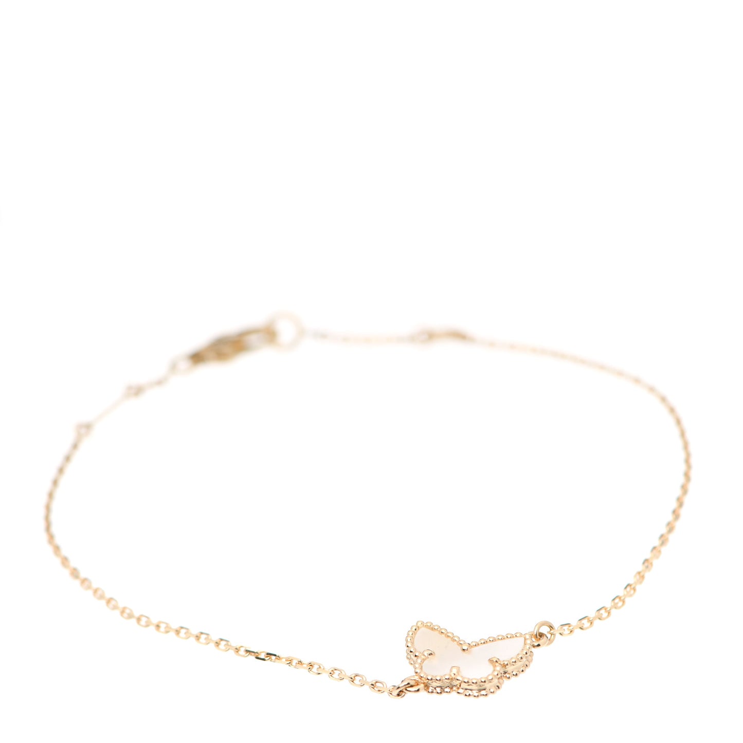 18K Yellow Gold Mother of Pearl Sweet Alhambra Butterfly Bracelet