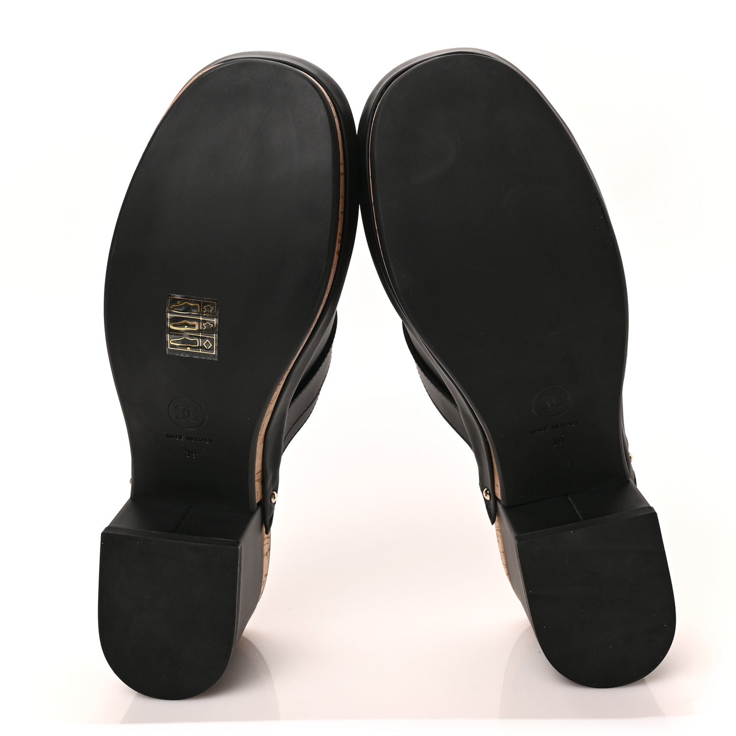 Calfskin CC Turn Lock Clogs 39 Black