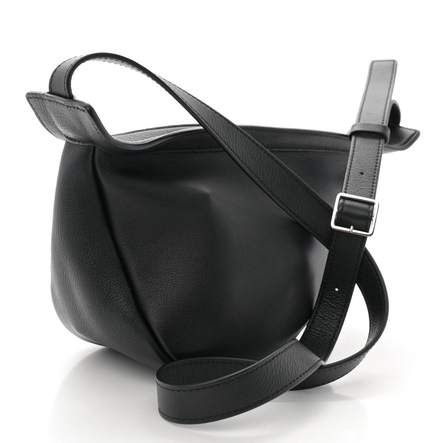 Grained Calfskin Small Slouchy Banana Bag Black