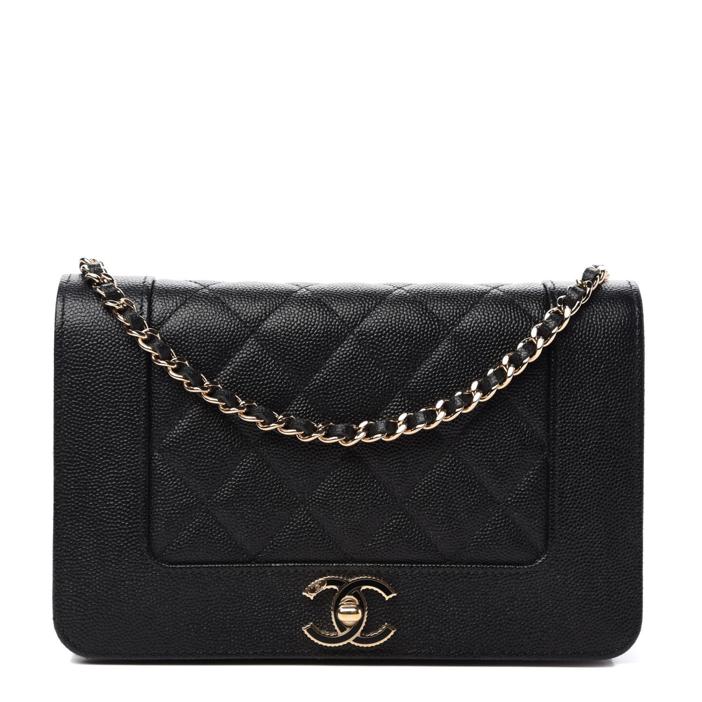 Caviar Quilted Vintage Mademoiselle Wallet On Chain WOC Black