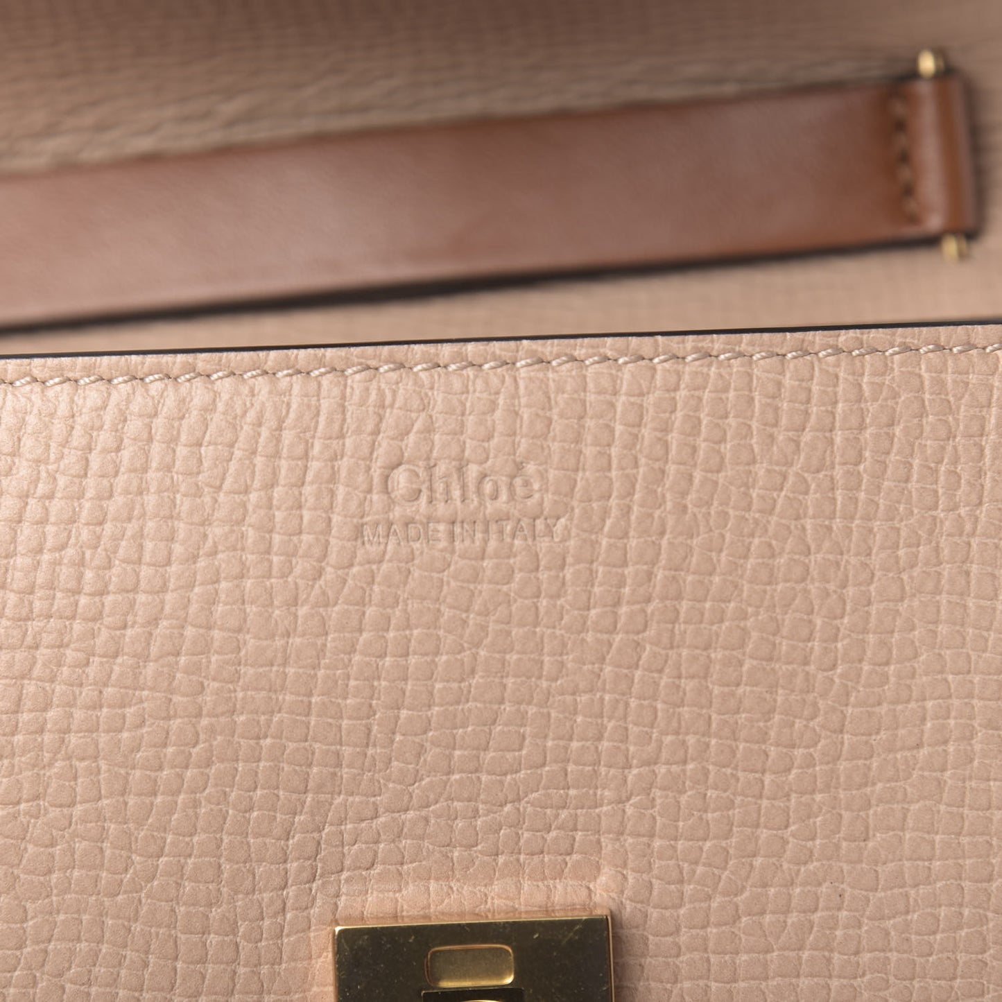 Grained Calfskin Lambskin Mini Bi-Color Drew Shoulder Bag Powder Beige Caramel