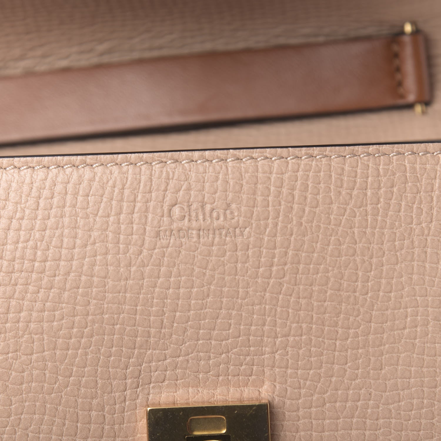 Chloe Grained Calfskin Lambskin Mini Bi-Color Drew Shoulder Bag Powder Beige Caramel 8 of 10