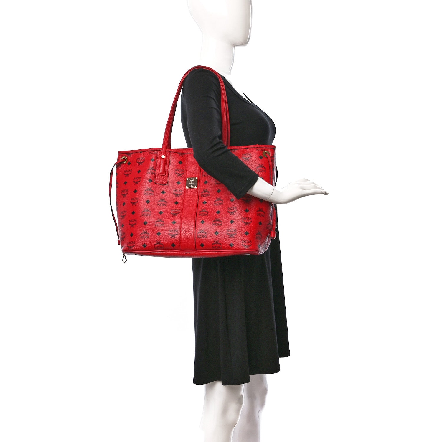 MCM Visetos Medium Liz Reversible Shopper Tote Ruby Red 2 of 26