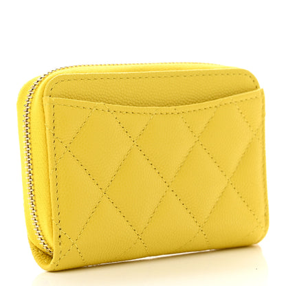 Chanel Caviar Quilted Zip Coin Purse Yellow 2 of 6