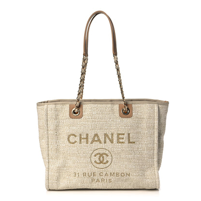 Chanel Canvas Small Deauville Tote Light Beige 1 of 9