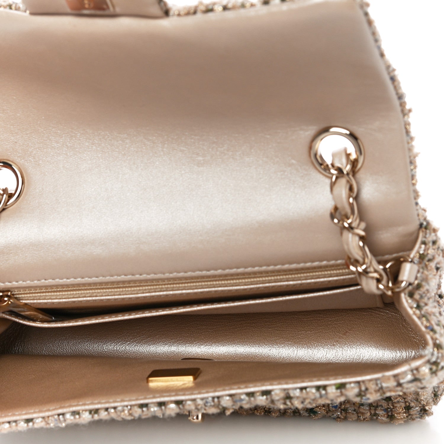Chanel Tweed Quilted Mini Rectangular Flap Beige 5 of 10