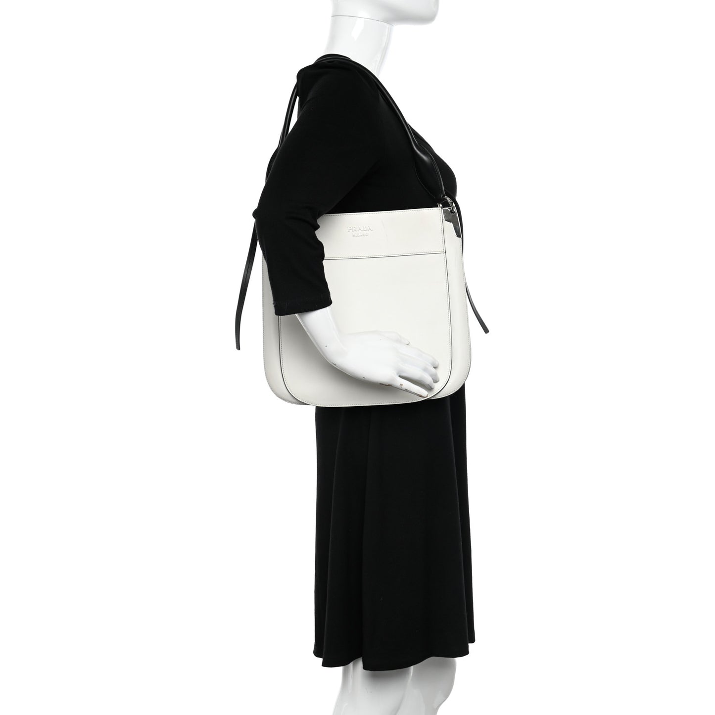 City Calfskin Small Margit Bag White Black