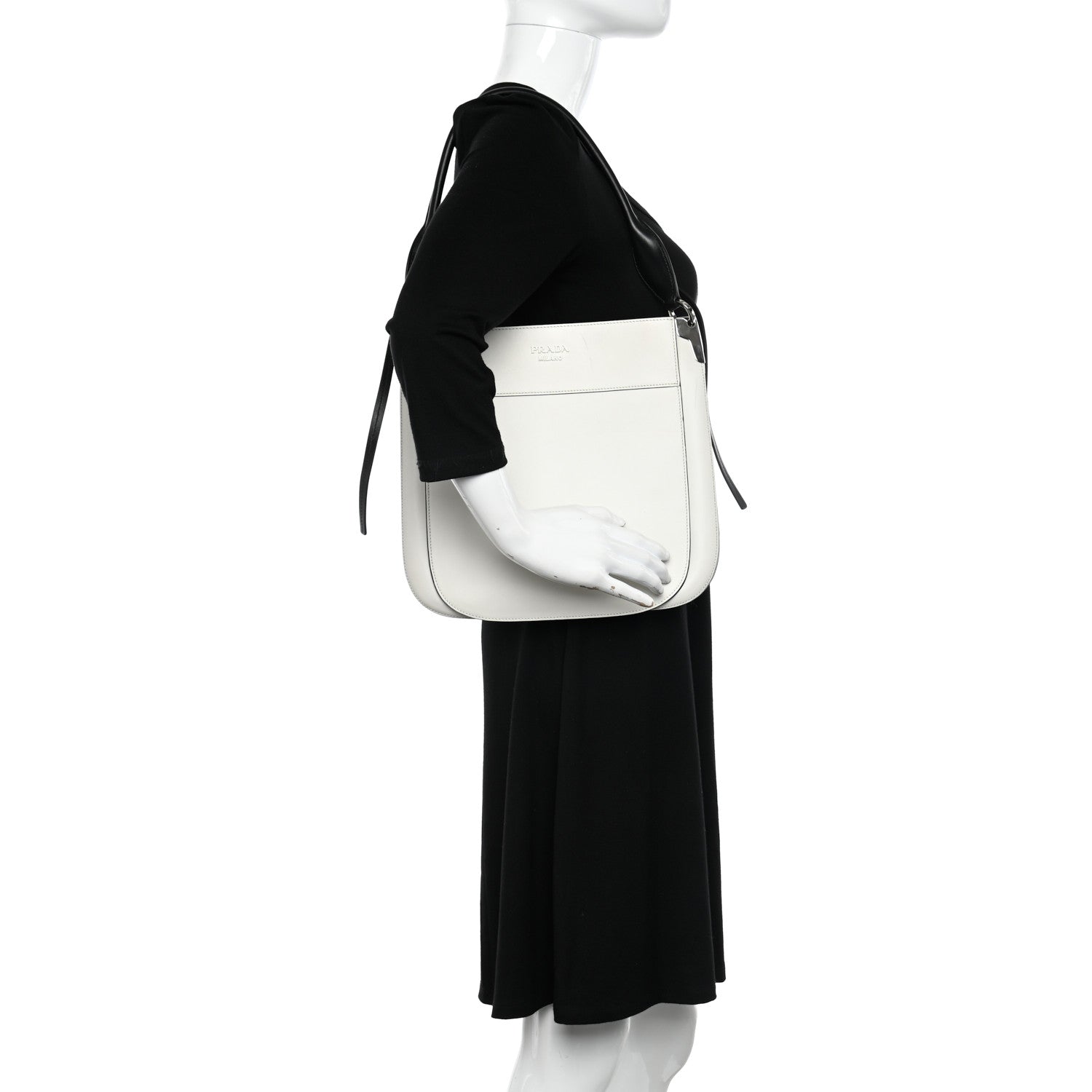 Prada City Calfskin Small Margit Bag White Black 2 of 10