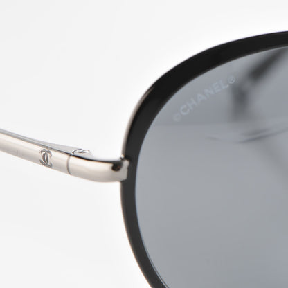 Chanel Round Spring Sunglasses 4206 Black Silver 8 of 9