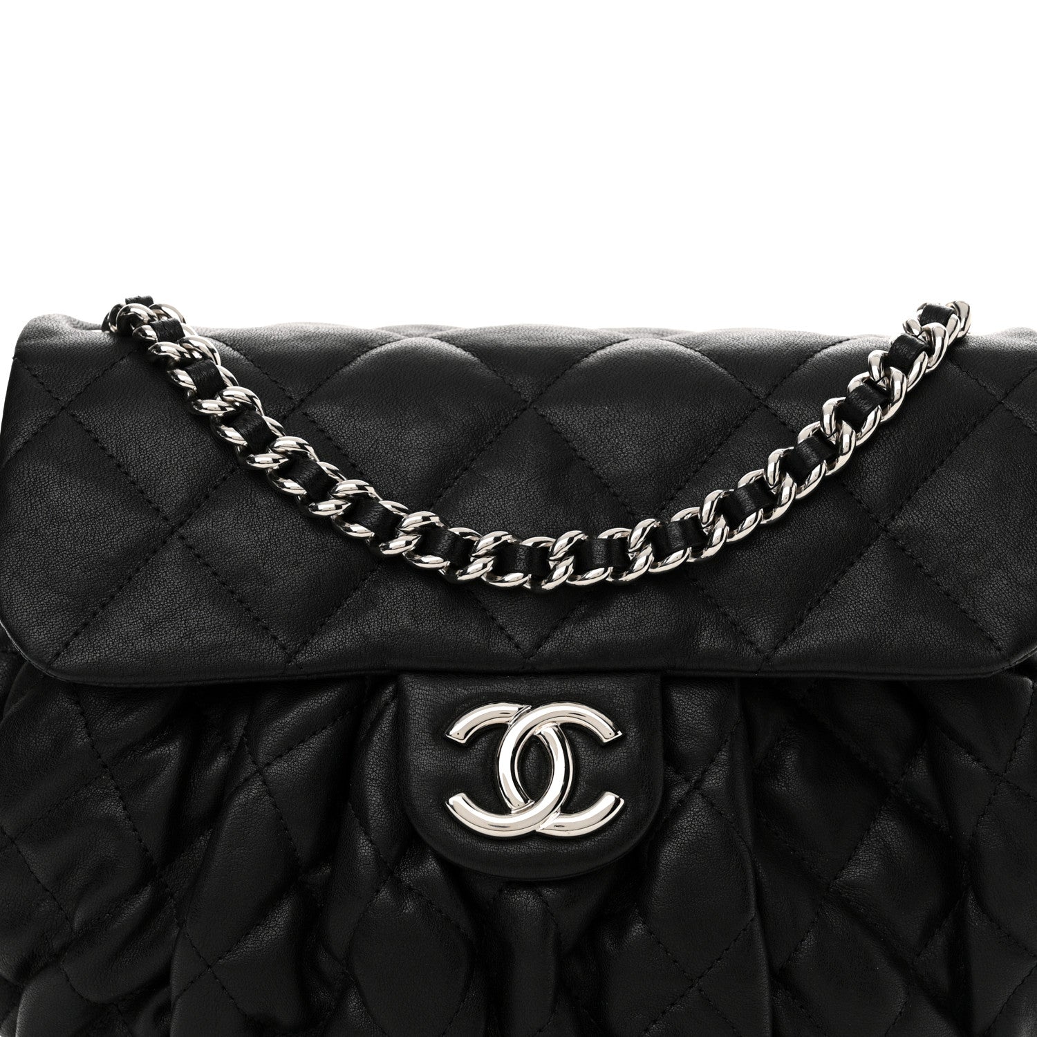 Chanel Washed Lambskin Quilted Medium Chain Around Messenger Black 8 of 11
