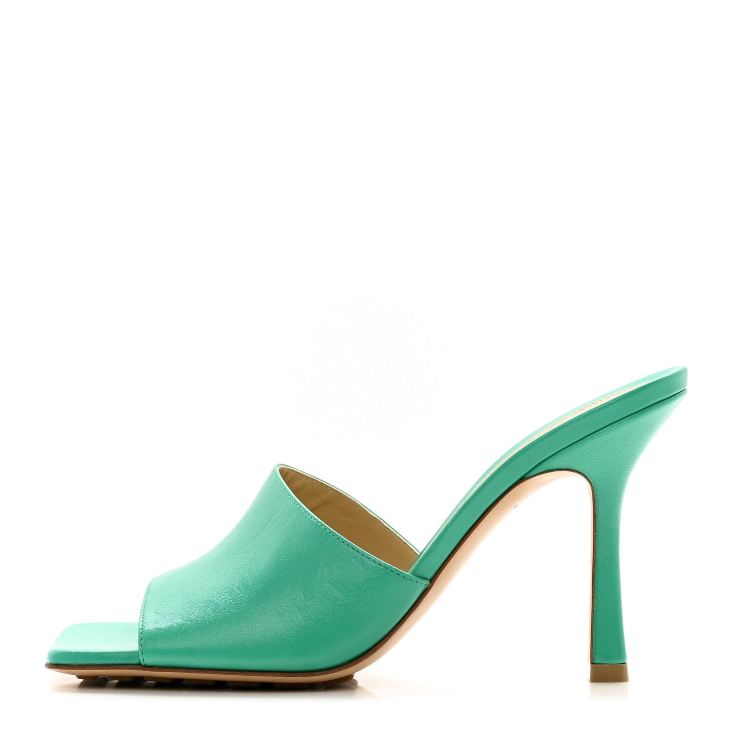 Lambskin Stretch Mule Sandals 36.5 Acid Turquoise