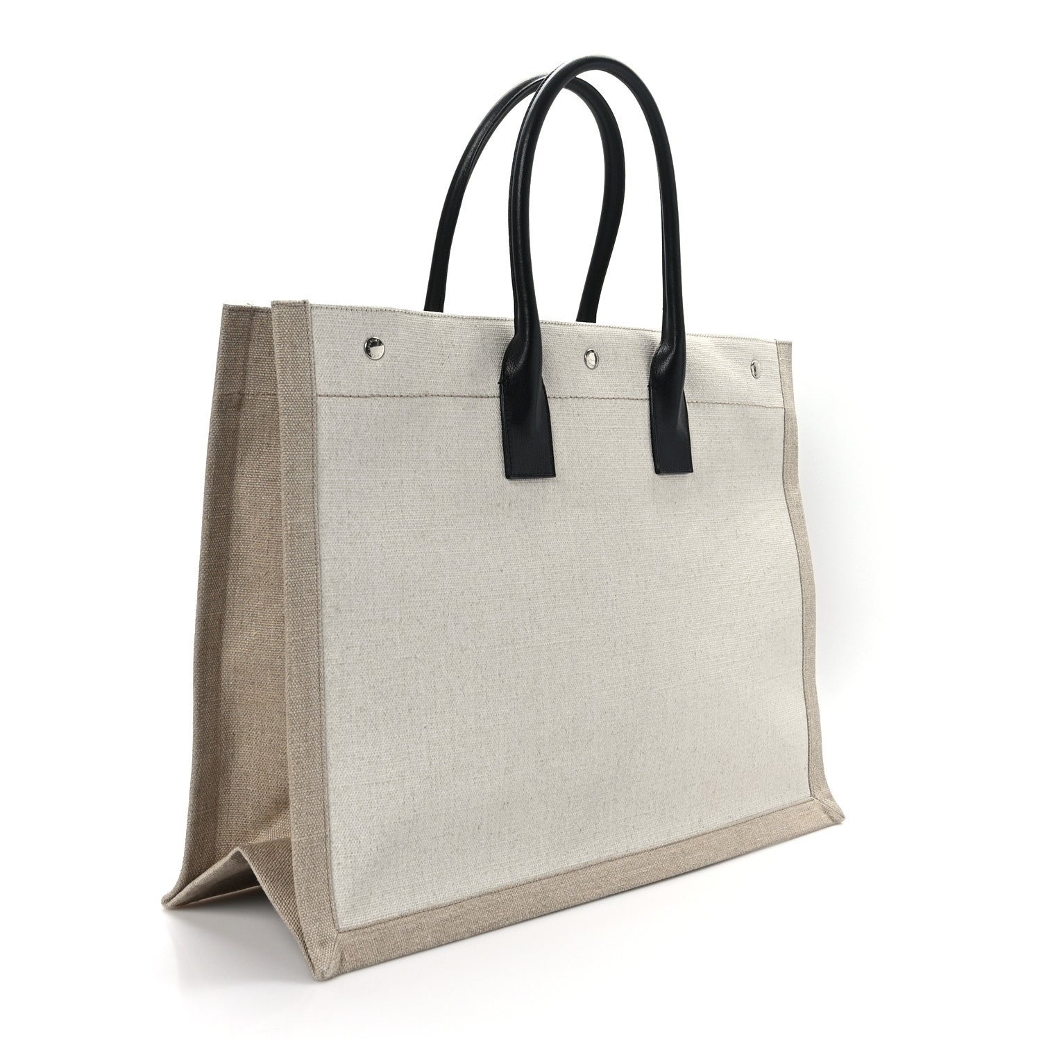Saint Laurent Linen Calfskin Rive Gauche Tote Optic White 3 of 9