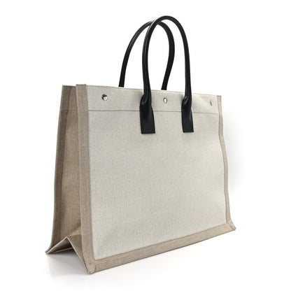 Saint Laurent Linen Calfskin Rive Gauche Tote Optic White 3 of 9