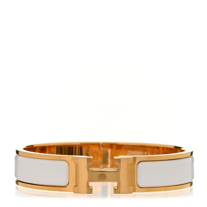 Hermes Enamel Narrow Clic Clac H Bracelet PM White 1 of 4