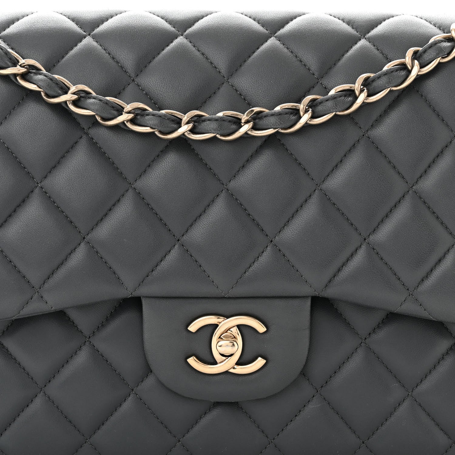 Chanel Lambskin Quilted Jumbo Double Flap Charcoal Grey 8 of 12