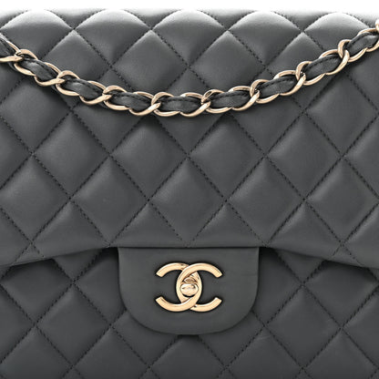 Chanel Lambskin Quilted Jumbo Double Flap Charcoal Grey 8 of 12