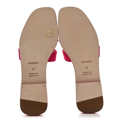Hermes Suede Goatskin Oran Sandals 39 Rose Pop 6 of 9