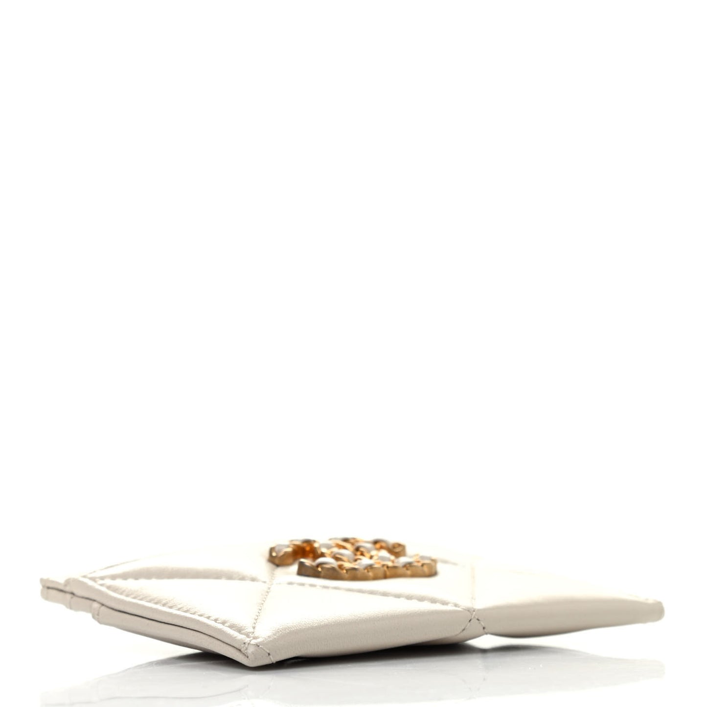 Lambskin Quilted Chanel 19 Card Holder Light Beige