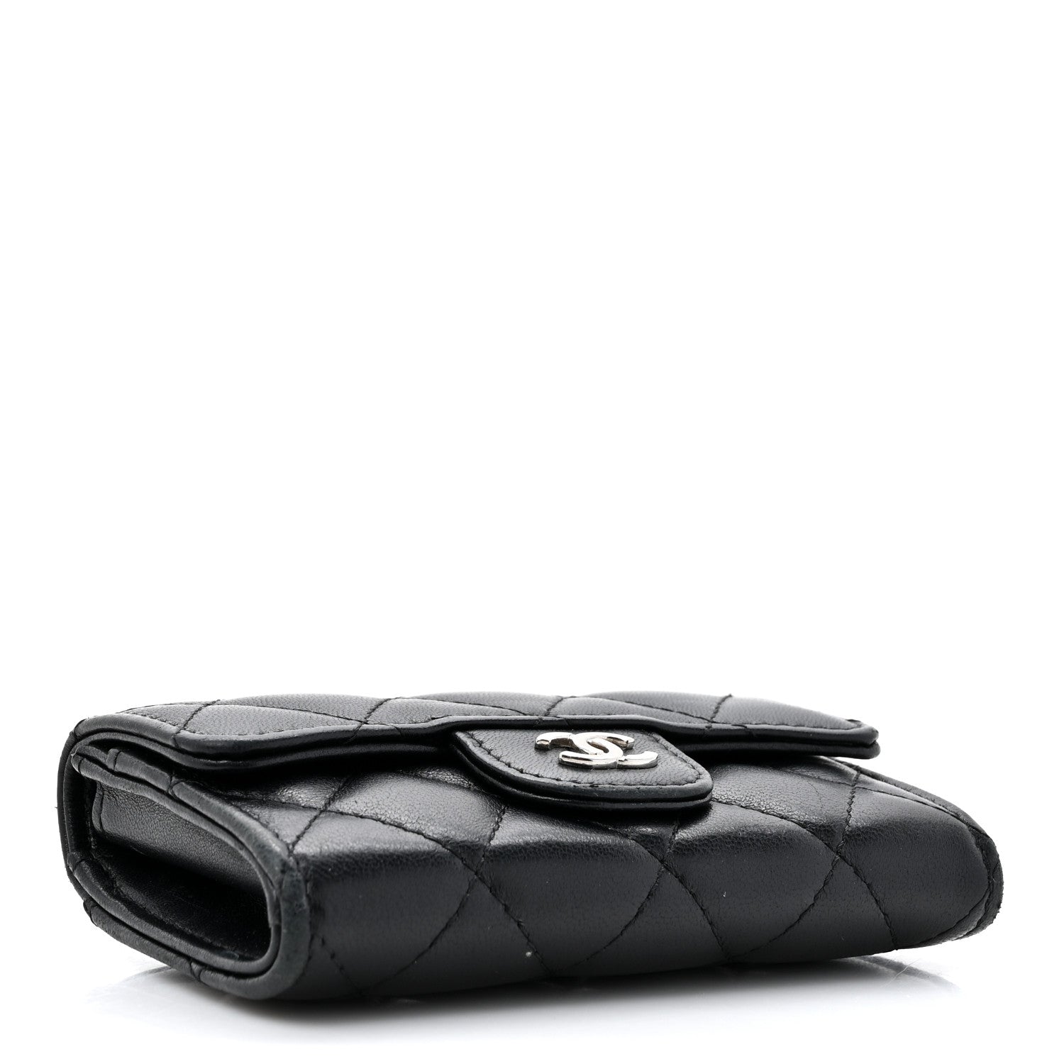Chanel Lambskin Quilted Flap Card Holder Wallet Black 4 of 13