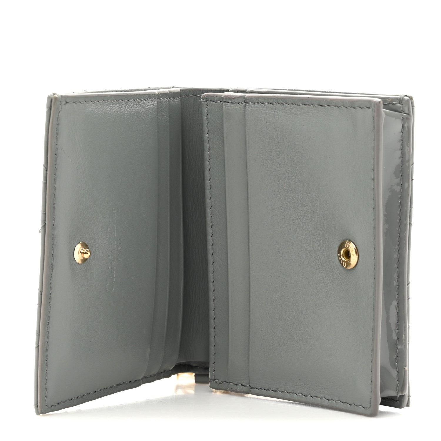 Christian Dior Patent Cannage Mini Lady Dior Wallet Grey 5 of 10
