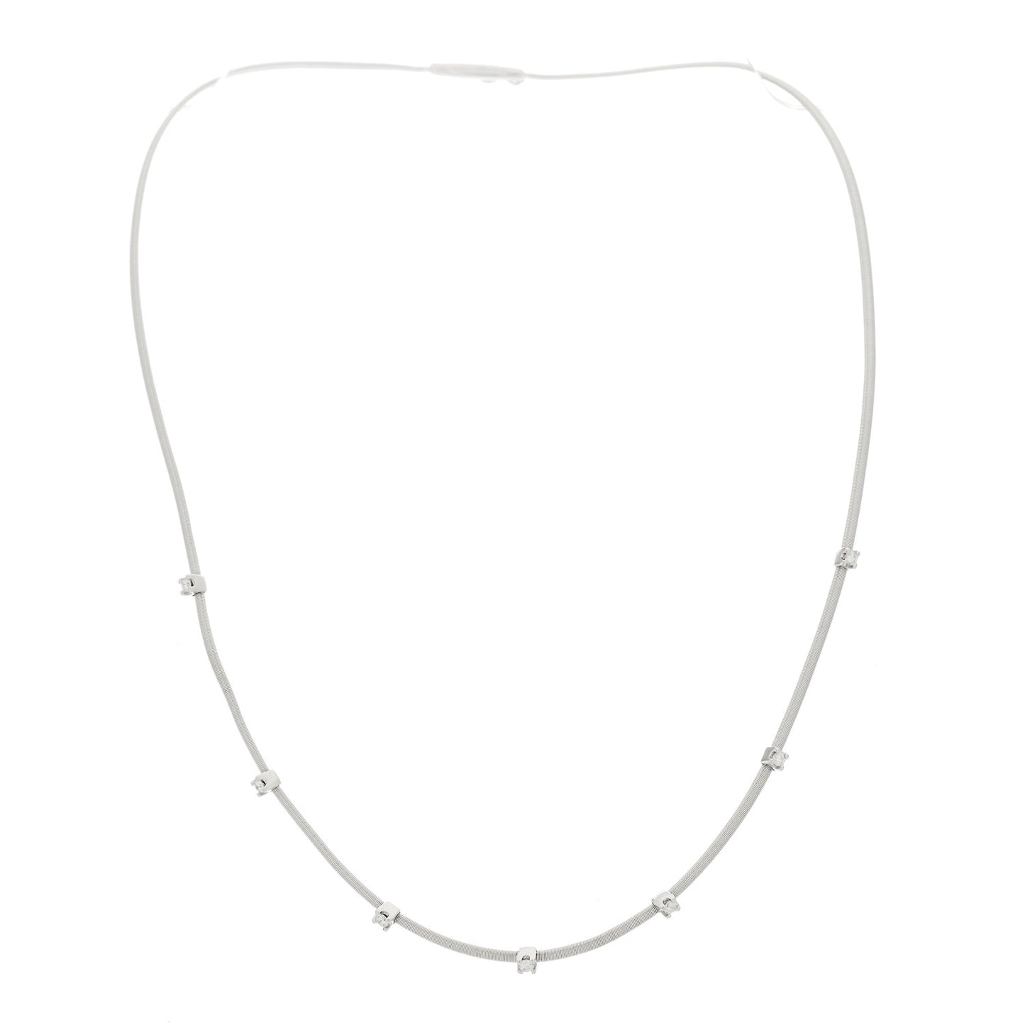 18K White Gold Diamond Masai Seven Station Necklace