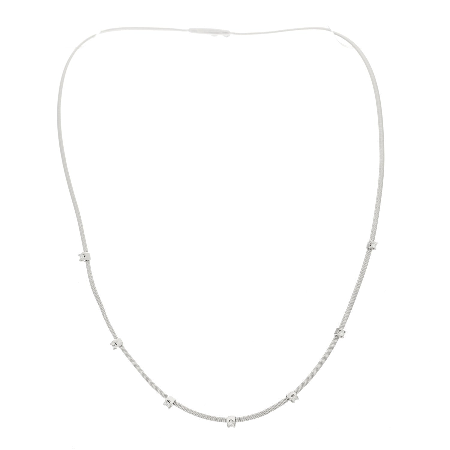 Marco Bicego 18K White Gold Diamond Masai Seven Station Necklace 3 of 5