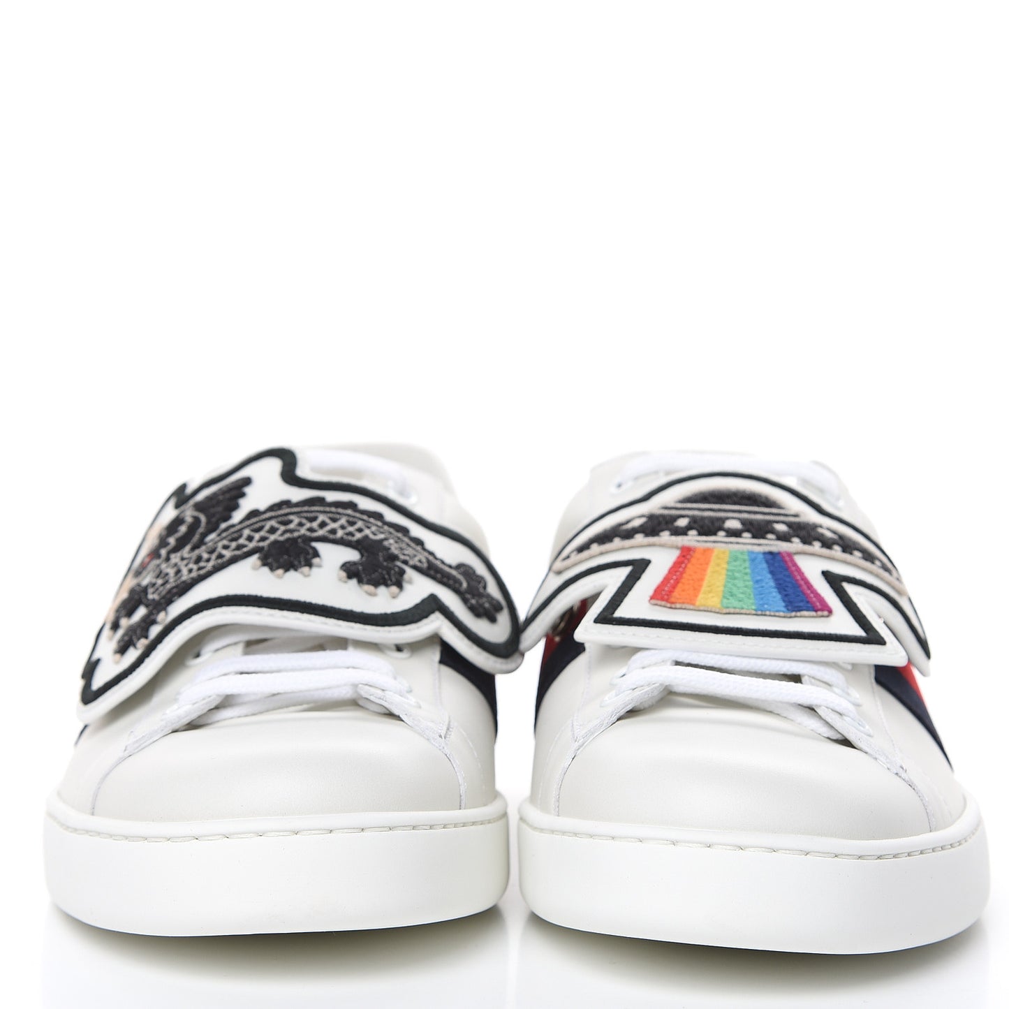 Calfskin Ayers Web UFO Dragon Embroidered Mens Ace Sneakers 11 White