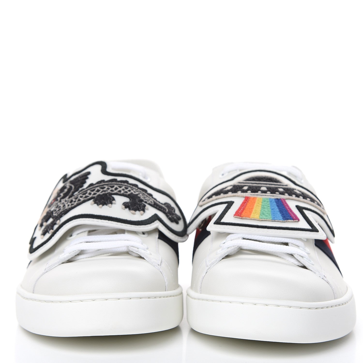 Gucci Calfskin Ayers Web UFO Dragon Embroidered Mens Ace Sneakers 11 White 2 of 9