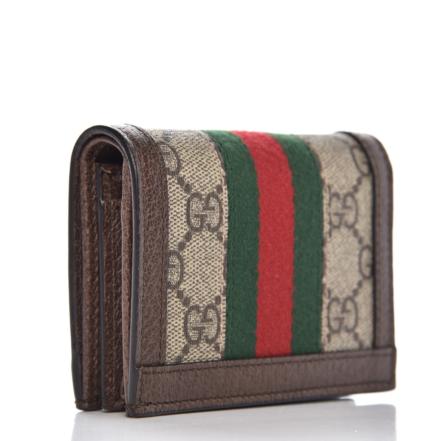 Gucci GG Supreme Monogram Web Ophidia Card Case Beige New Acero 3 of 7