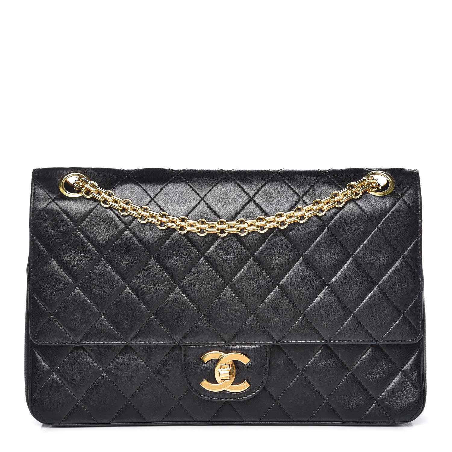 Chanel Lambskin Quilted Medium Double Flap Bijoux Chain Black 1 of 17
