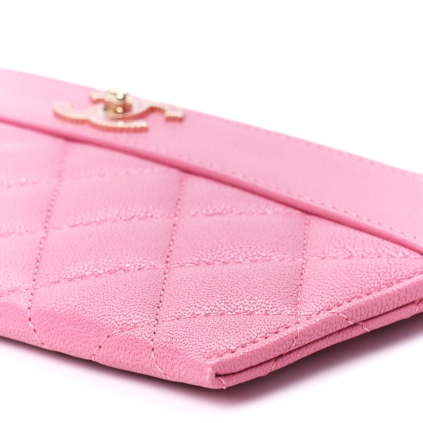 Sheepskin Quilted Mademoiselle Vintage Zip Pouch Pink