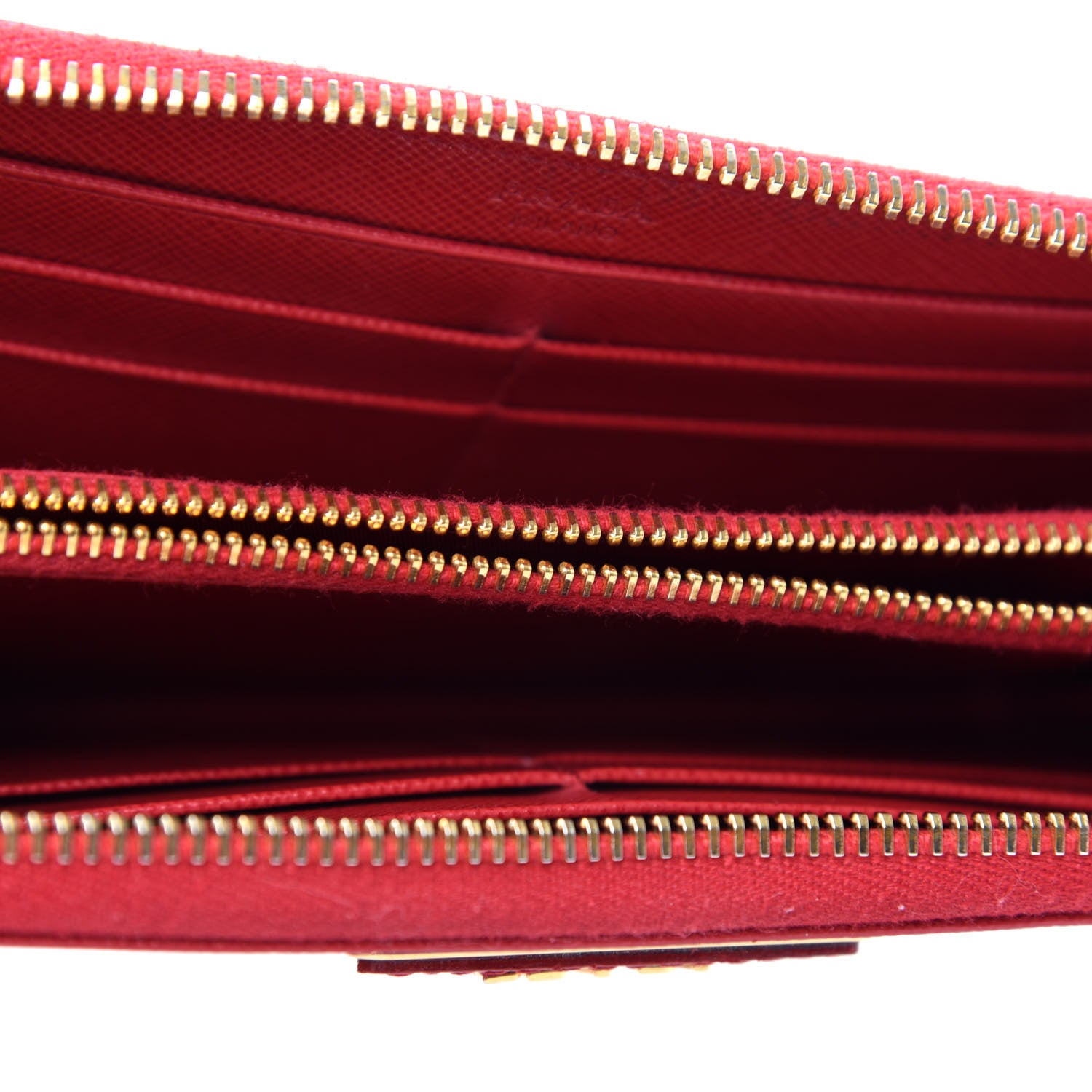 Prada Saffiano Triangle Zip Around Wallet Fuoco 8 of 8