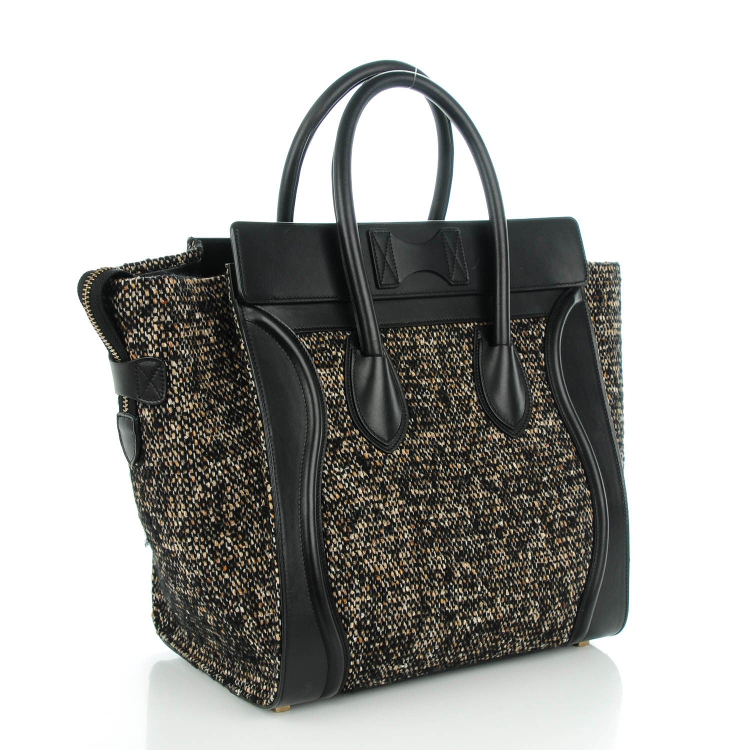Celine Smooth Calfskin Tweed Mini Luggage Black 3 of 8