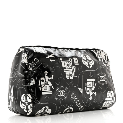 Chanel Coated Canvas Airline Cosmetic Pouch Black White 3 of 8