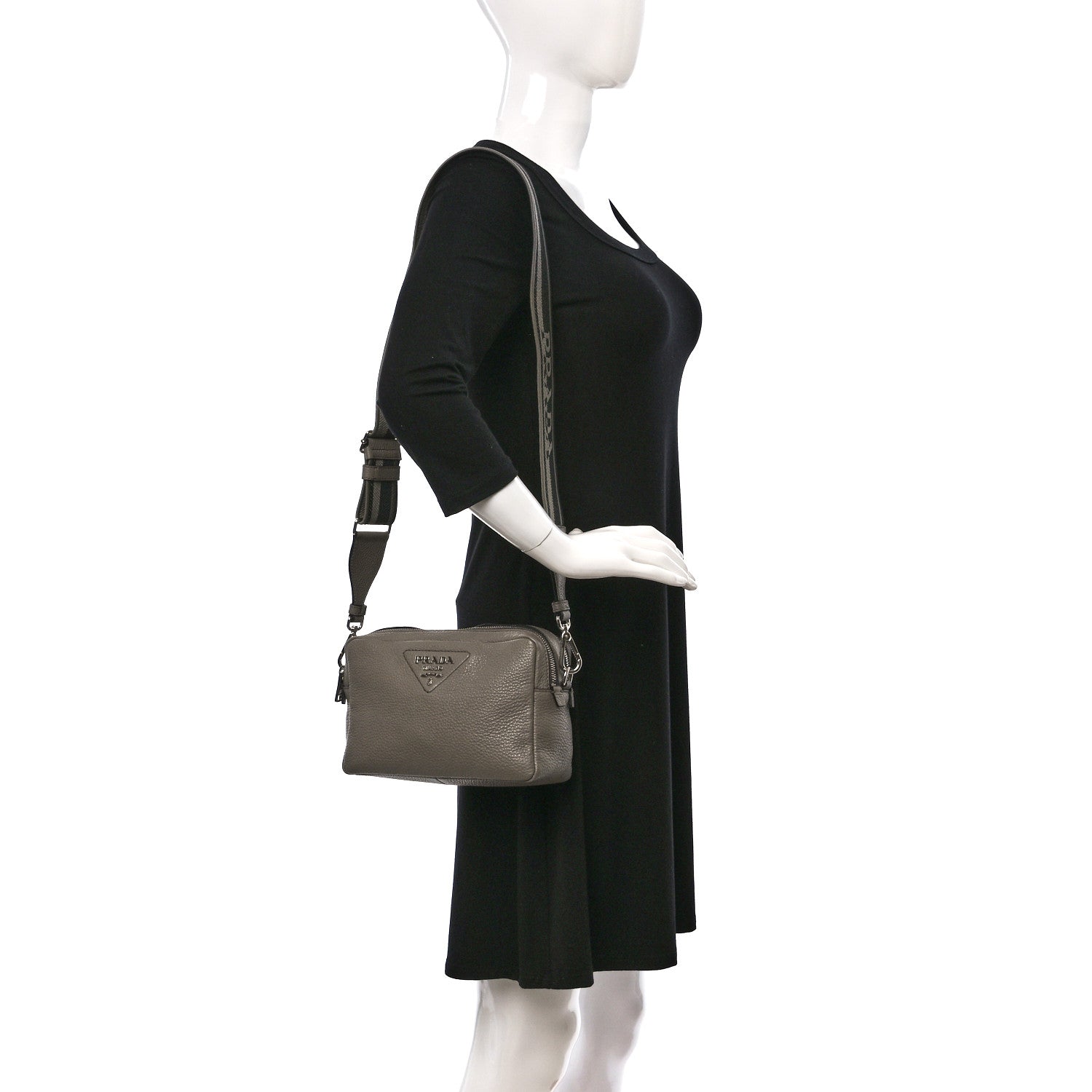 Prada Vitello Daino Soft Medium Double Zip Shoulder Bag Argilla 2 of 9
