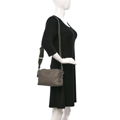 Prada Vitello Daino Soft Medium Double Zip Shoulder Bag Argilla 2 of 9