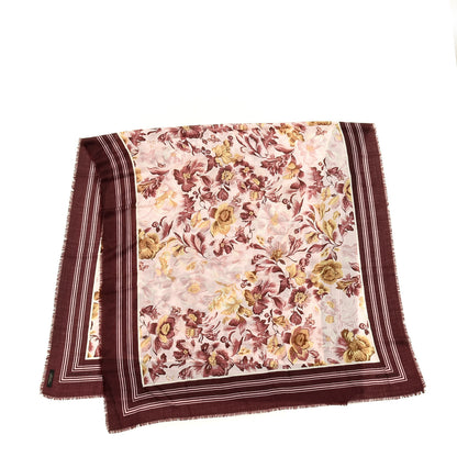 Burberry Cashmere Floral Scarf Pink Burgundy 1 of 4