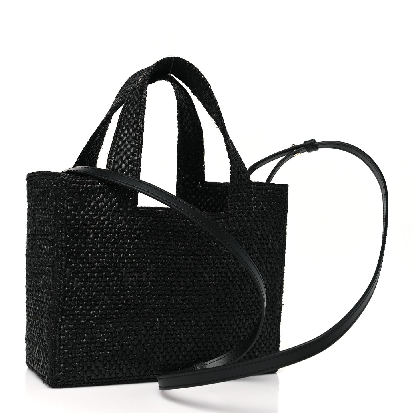X PAULA'S IBIZA Raffia Font Tote Black