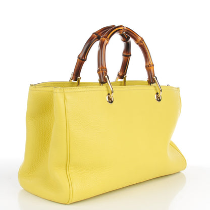 Gucci Pebbled Calfskin Medium Bamboo Shopper Tote Citrus 4 of 8