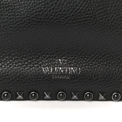Valentino Garavani Pebbled Calfskin Onyx Medium Rockstud Rolling Flap Saddle Bag Black 13 of 21