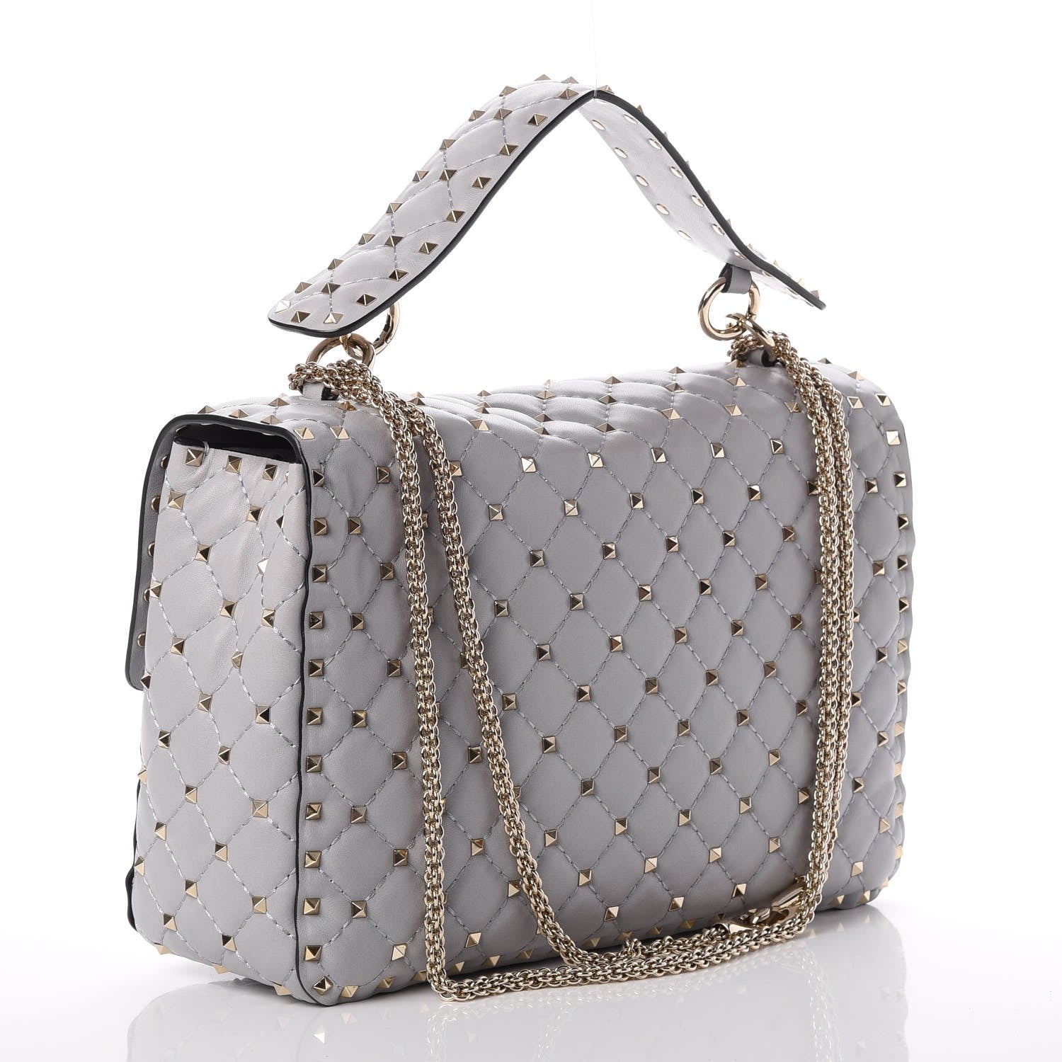 Valentino Garavani Nappa Large Rockstud Spike Shoulder Bag Pastel Grey 4 of 8